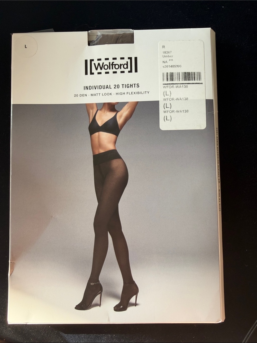 Wolford Individual 20 Tights| Umber Brown| 20 Den Matt Look High Flexibility| Lg